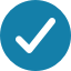 White check on blue circle icon.
