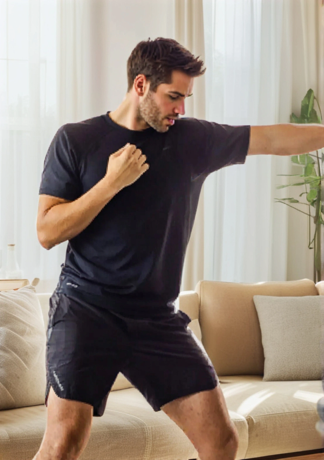 man in a jabbing stance