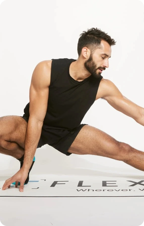 man in one leg stretch