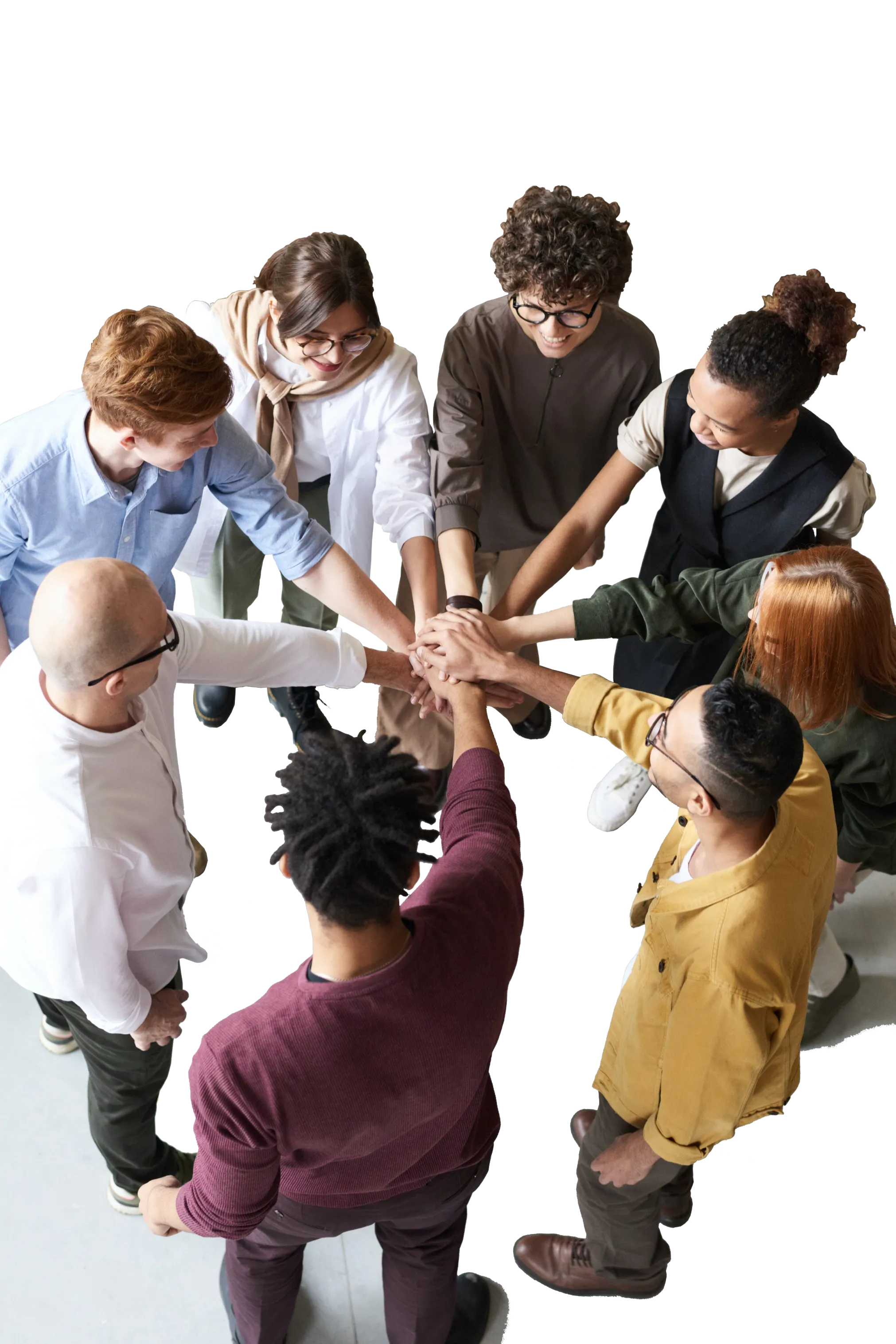Group of coworkers in a huddle